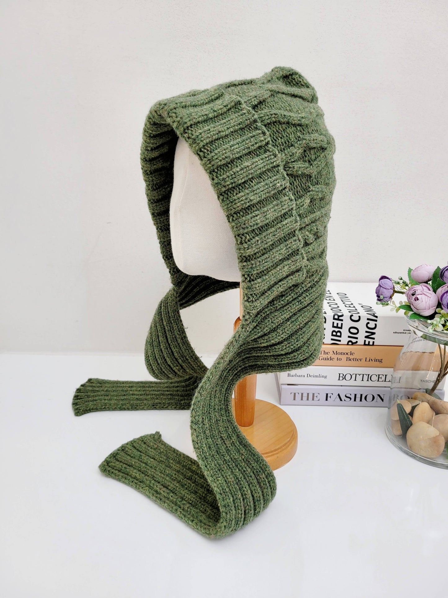 Chunky Knit Merino Wool Women's Hooded Balaclava