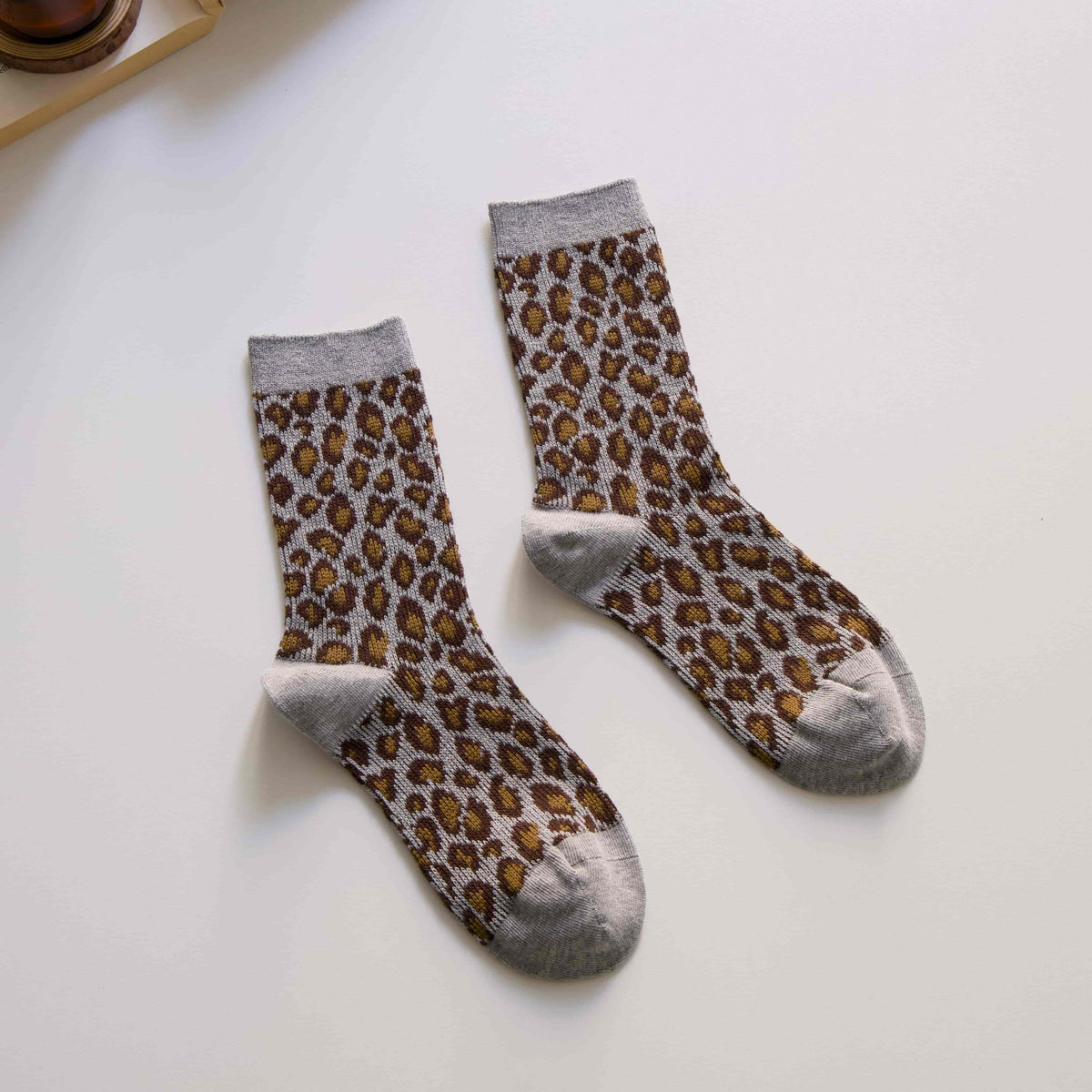 Women’s Leopard Print Cotton Crew Socks – Retro Style