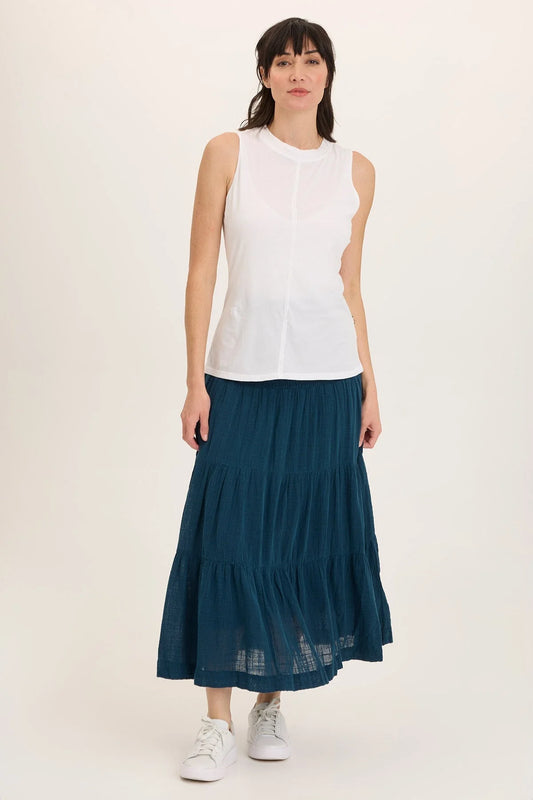 Paigene Gauze Tiered Skirt - Abyss Pigment