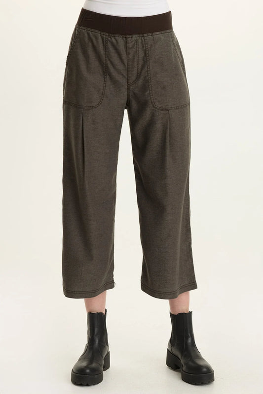 Eileen Twill Wide-Leg Crop Pant