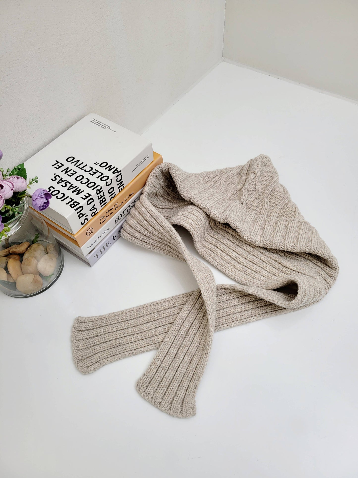 Chunky Knit Merino Wool Women's Hooded Balaclava