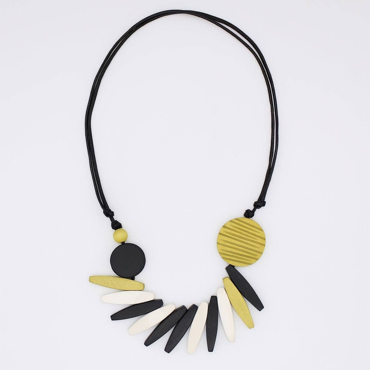 Chartreuse Wood Fringe Necklace