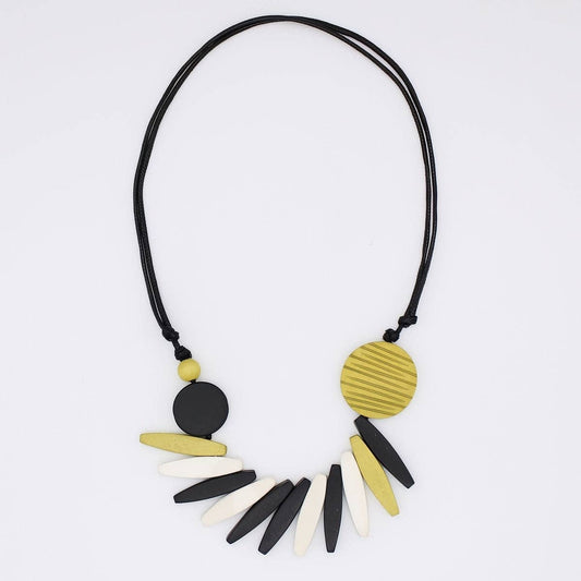 Chartreuse Wood Fringe Necklace