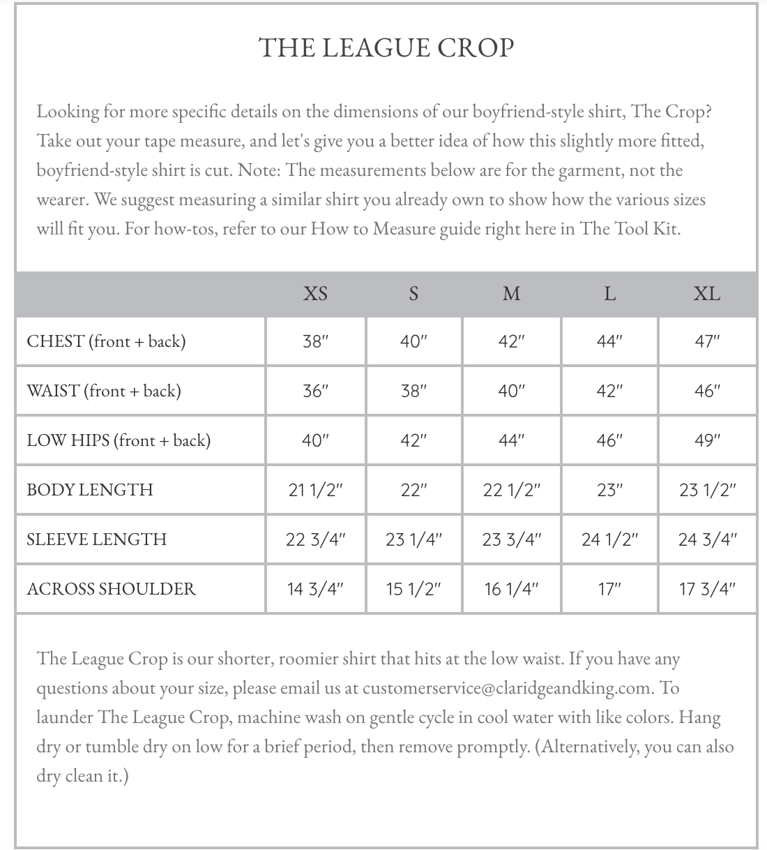 The League Crop Shirt in Dark Blue Denim with Stripe Trim
