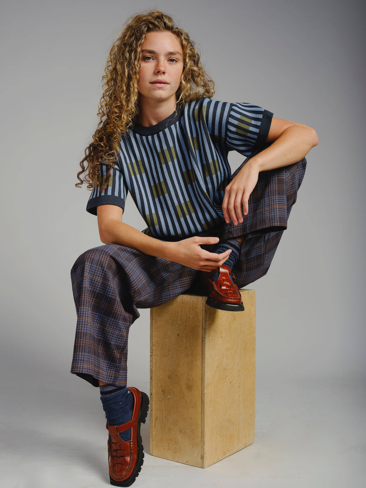 Bauhaus Short Sleeve Sweater Tee - Lazurite