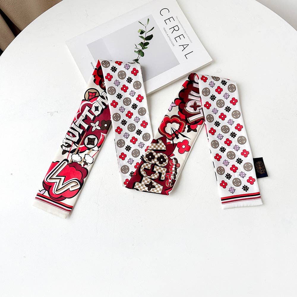 Chic Floral Print Silk Scarf for Stylish Work Wear