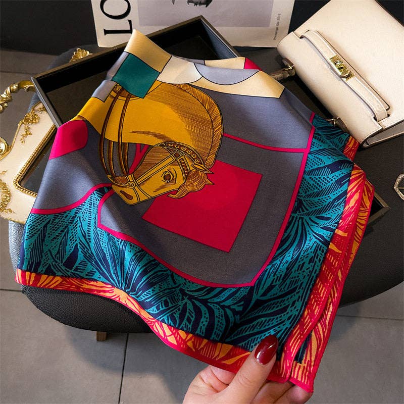 70Cm Silk Square Scarf With Print
