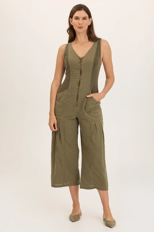 Linen Macgowan Wide Leg Zipper Jumpsuit