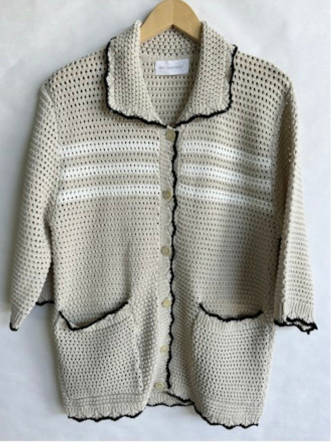 Self Contrast Ashley Fishnet Cardigan