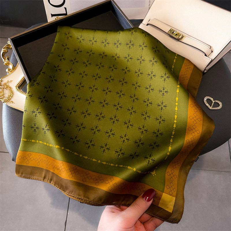 70Cm Silk Square Scarf With Print