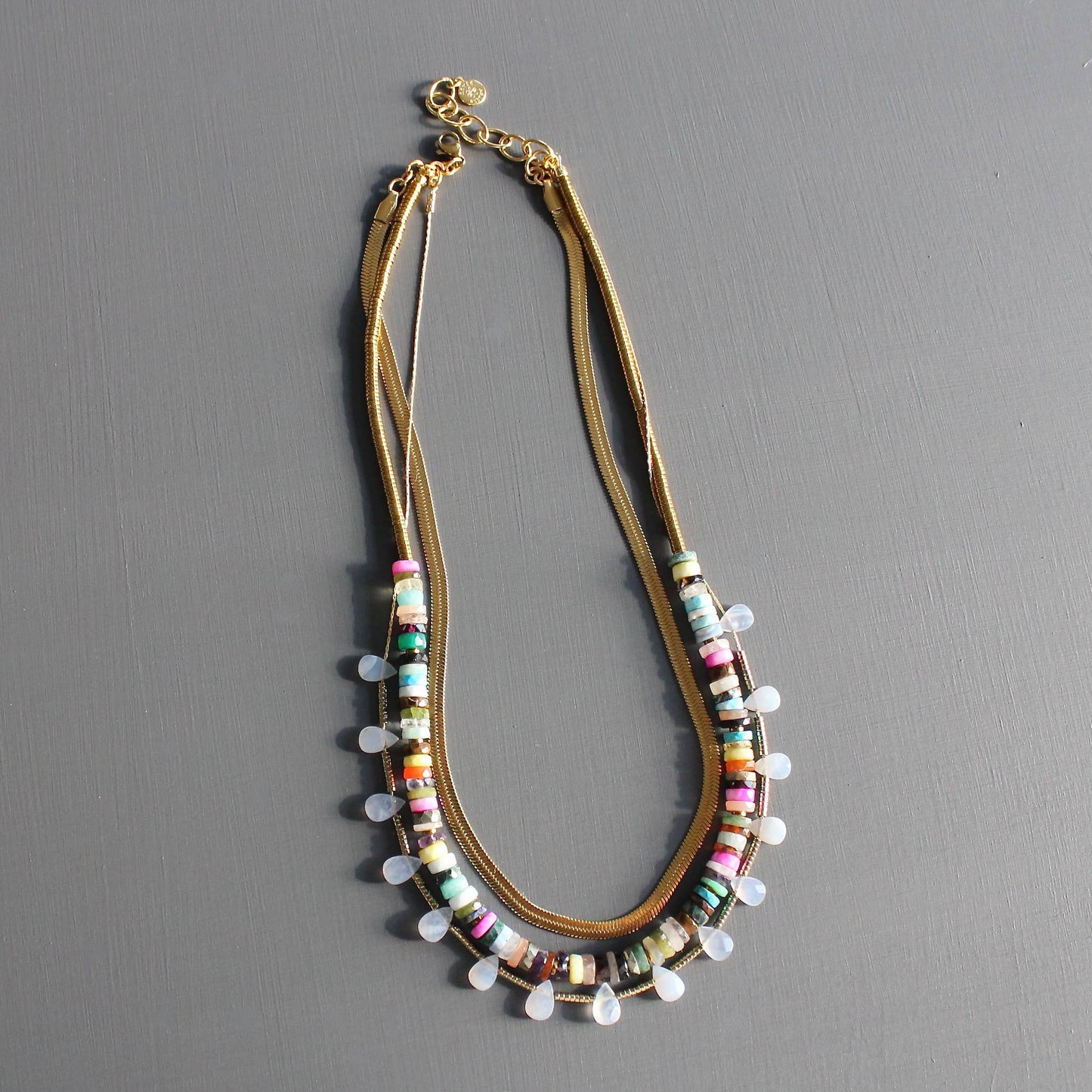 KYL517 triple strand multicolor necklace