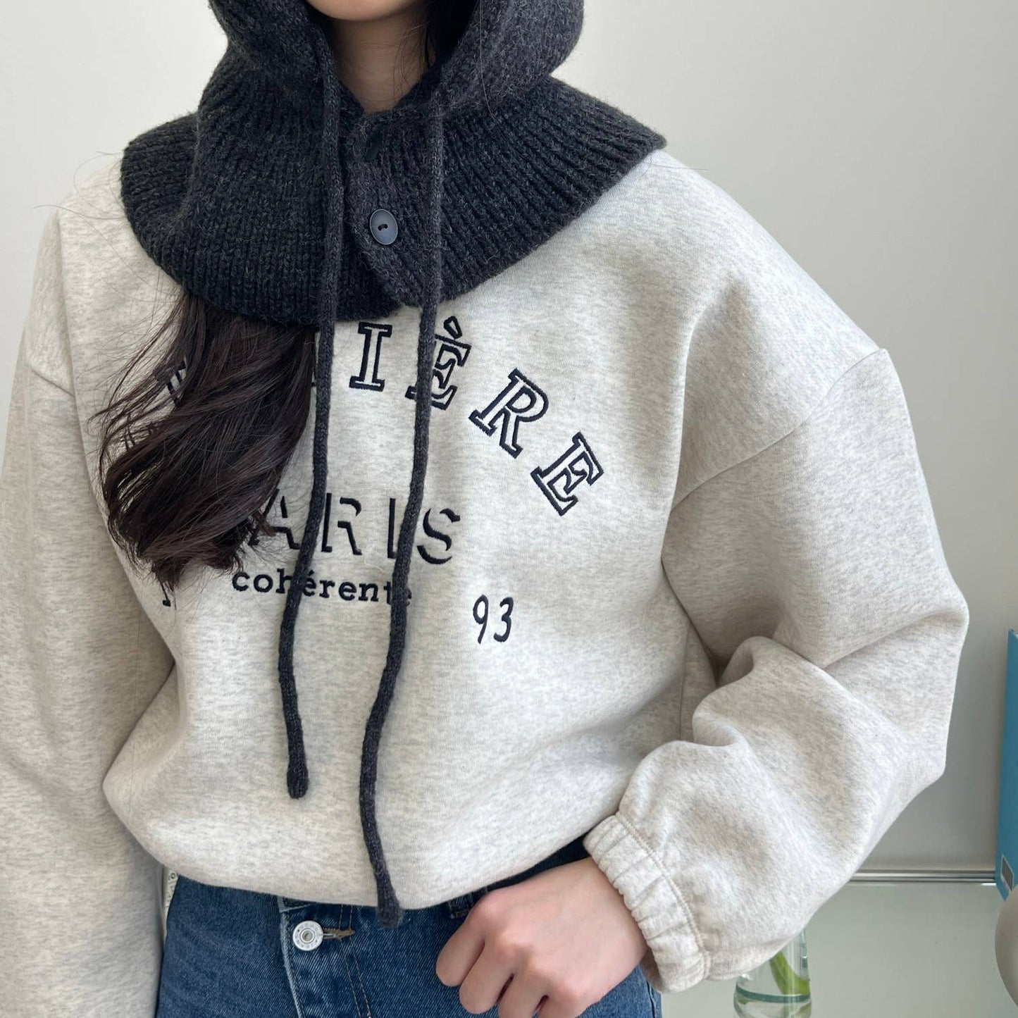 Sweater Knit Wool Hooded Winter Balaclava Hat