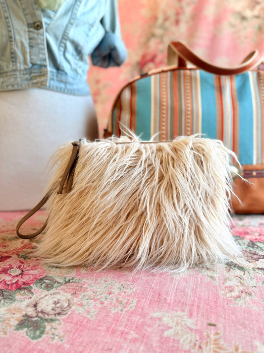 Llama Zipper Pouch- Faux Fur | Handmade USA | Holiday Gift