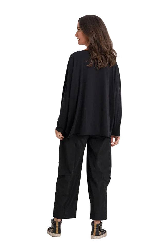 Pima Cotton Blocks Luxury Boxy Tee - Black