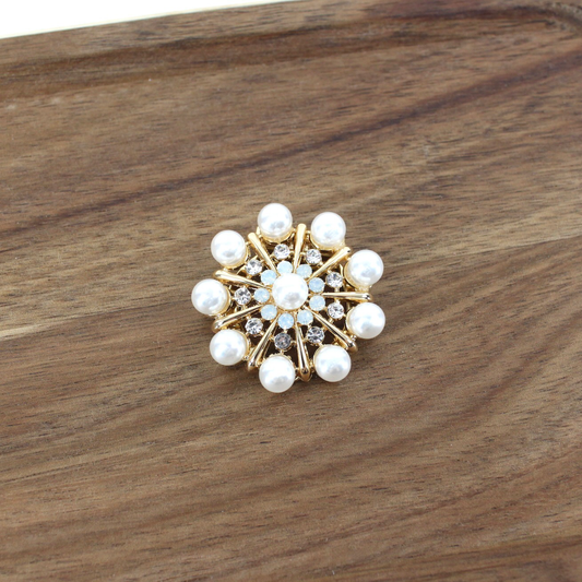R24023 Faux Pearl/Rhinestones Scarf Ring Clip (3pcs)