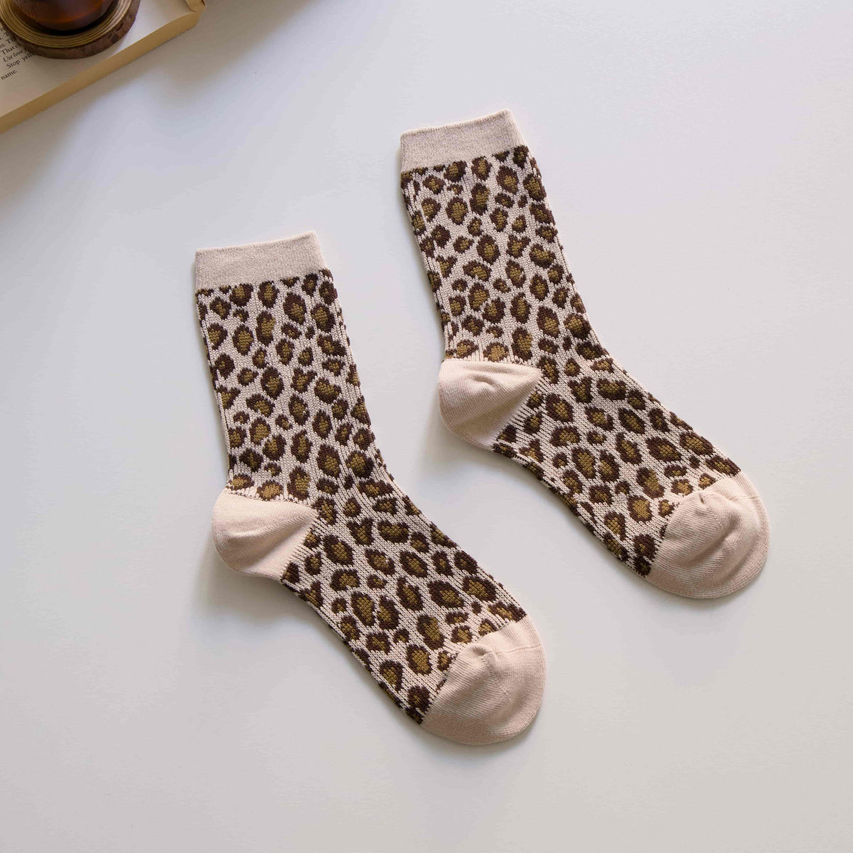 Women’s Leopard Print Cotton Crew Socks – Retro Style