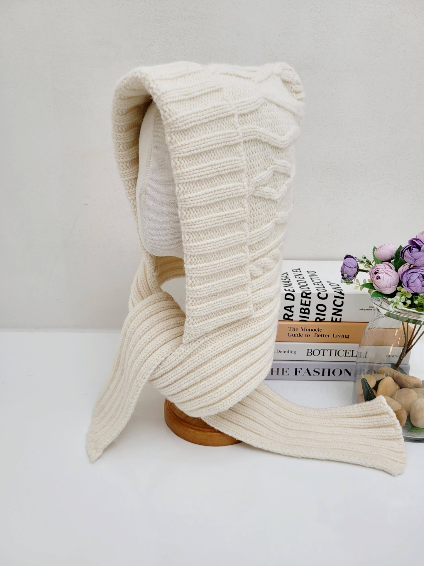 Chunky Knit Merino Wool Women's Hooded Balaclava