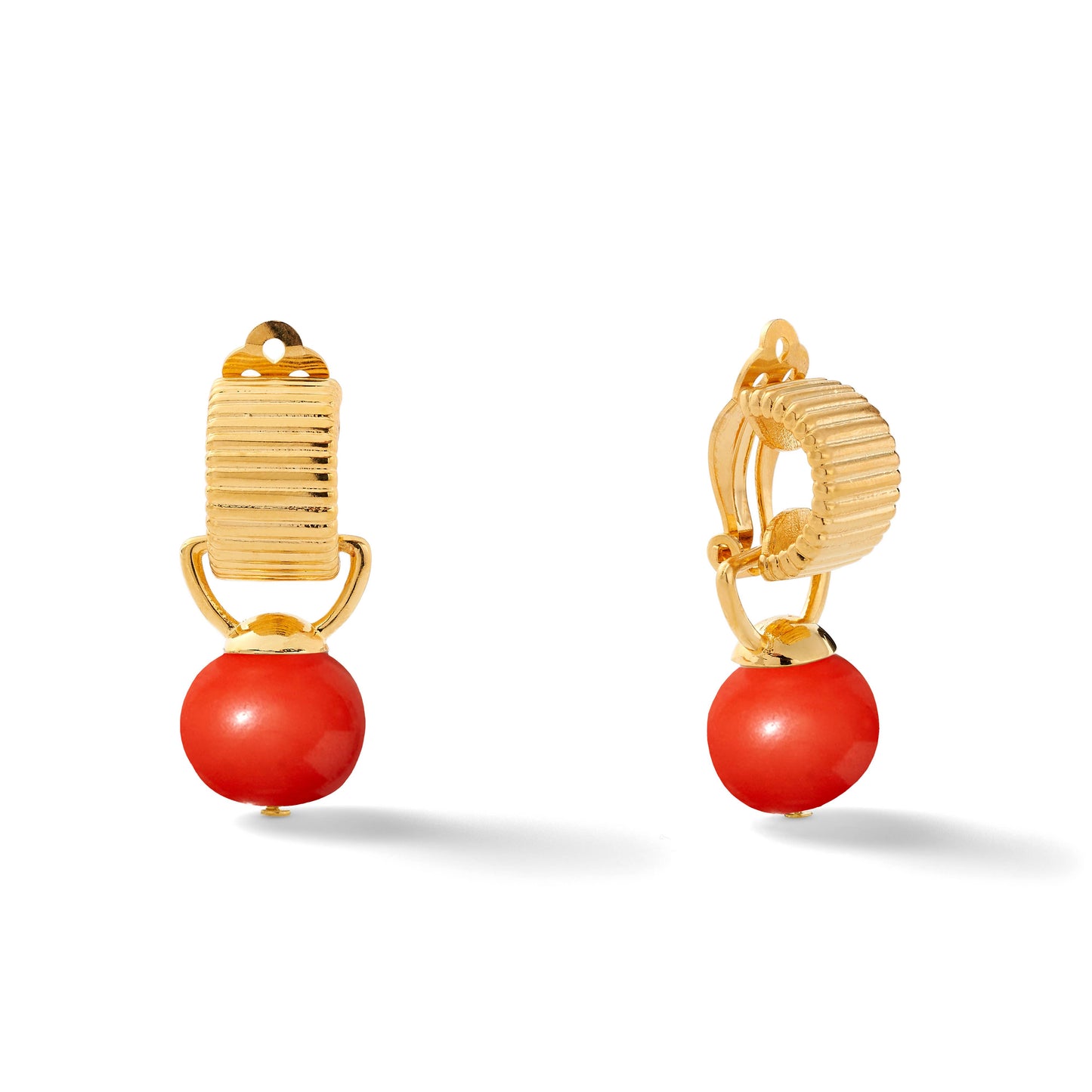Classic Scalloped Ear Clips With Detachable Drop