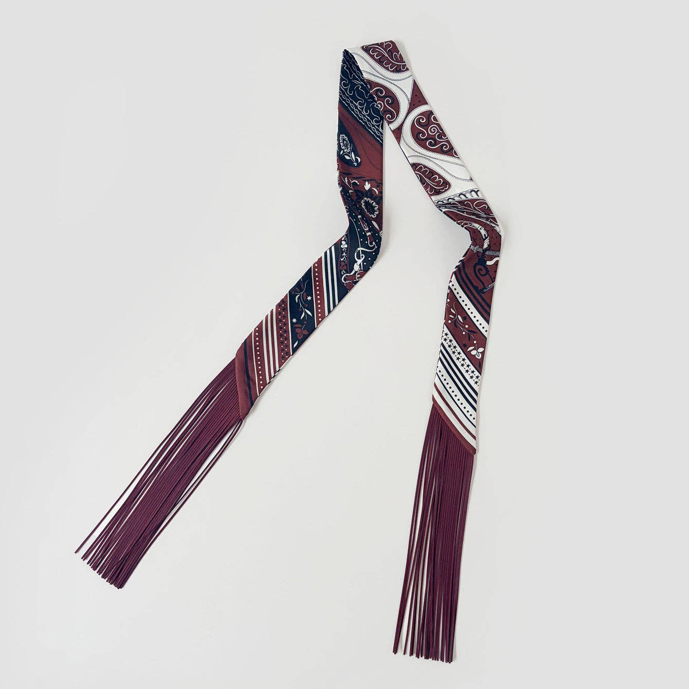 Fringe Twill Silk Scarf Multi-Purpose Decorative Streamer