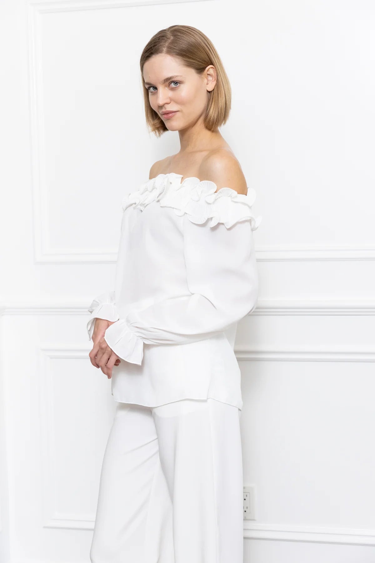 Ruffle Neck Top