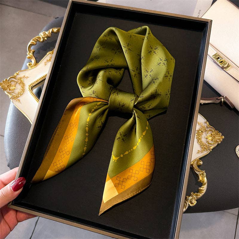 70Cm Silk Square Scarf With Print