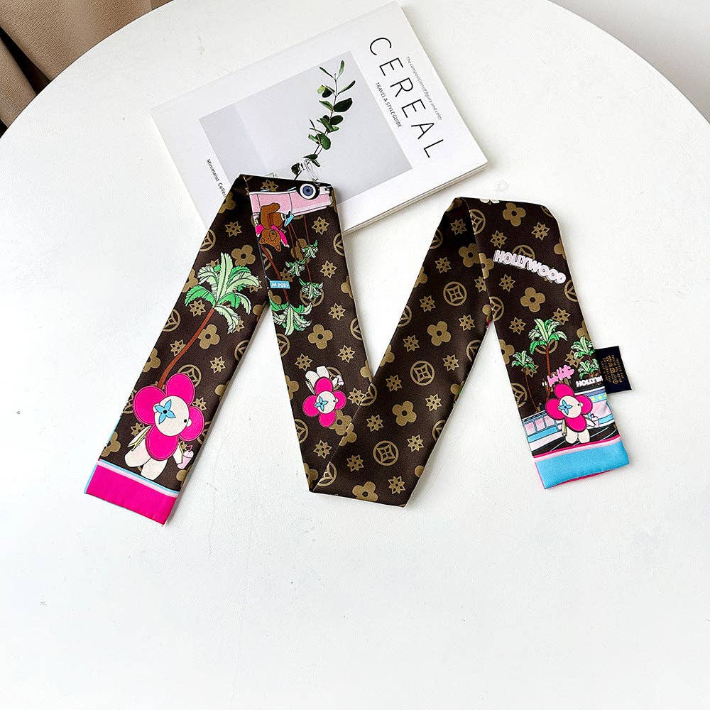 Chic Floral Print Silk Scarf for Stylish Work Wear