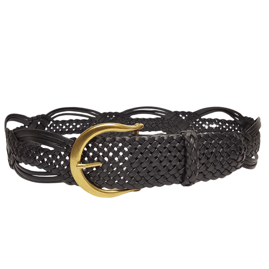 Hand Braided Leather Belt with Horseshoe shape buckle