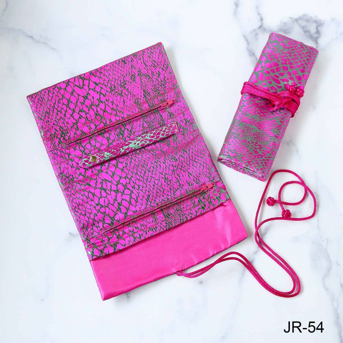 Animal Skin Brocade Jewelry Rolls, Travel Jewelry Pouch