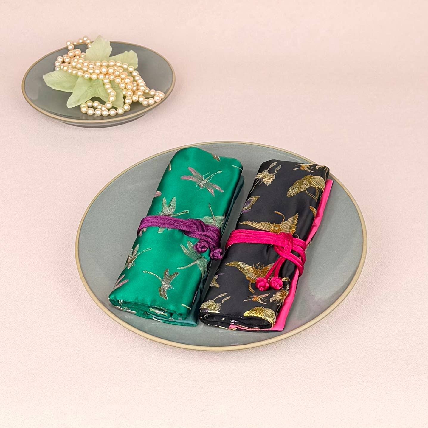 Butterfly Brocade Jewelry Rolls, Travel Jewelry Pouch