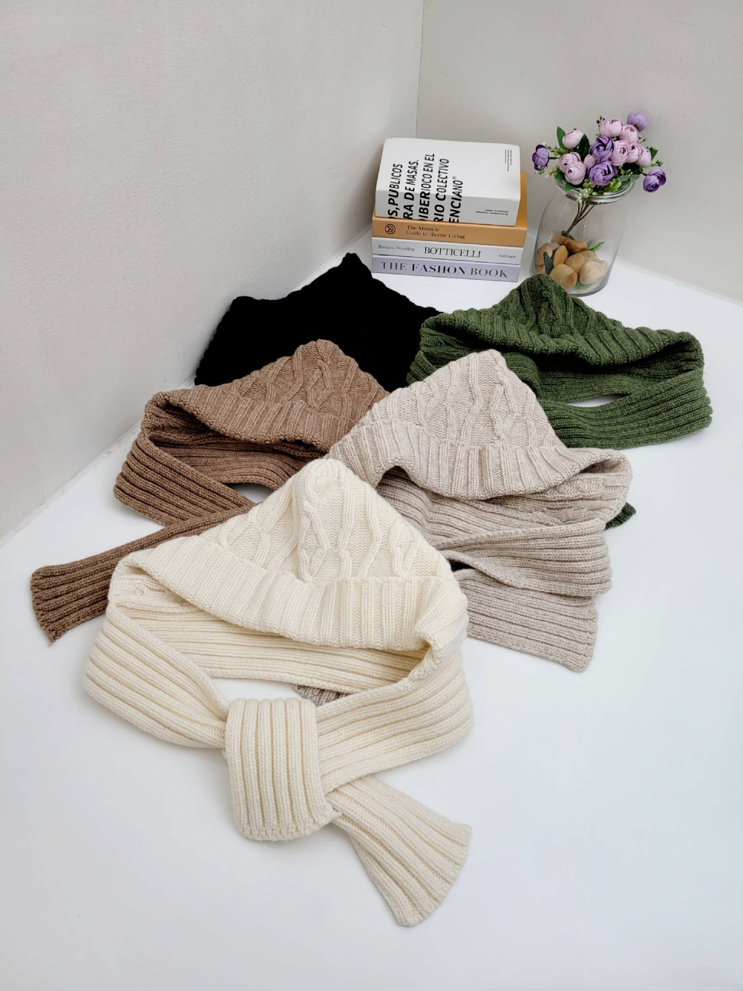 Chunky Knit Merino Wool Women's Hooded Balaclava