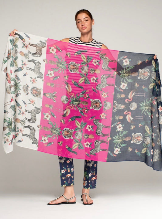 Multicolor Tropical Print Scarf