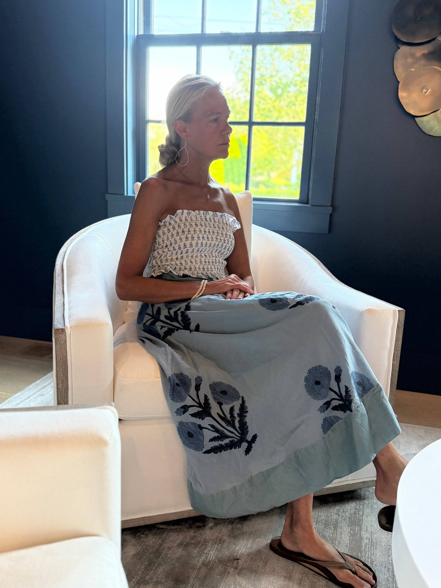 The Capri Poppy Maxi Wrap Skirt / Dress / Cover Up- Made of Voile Cotton
