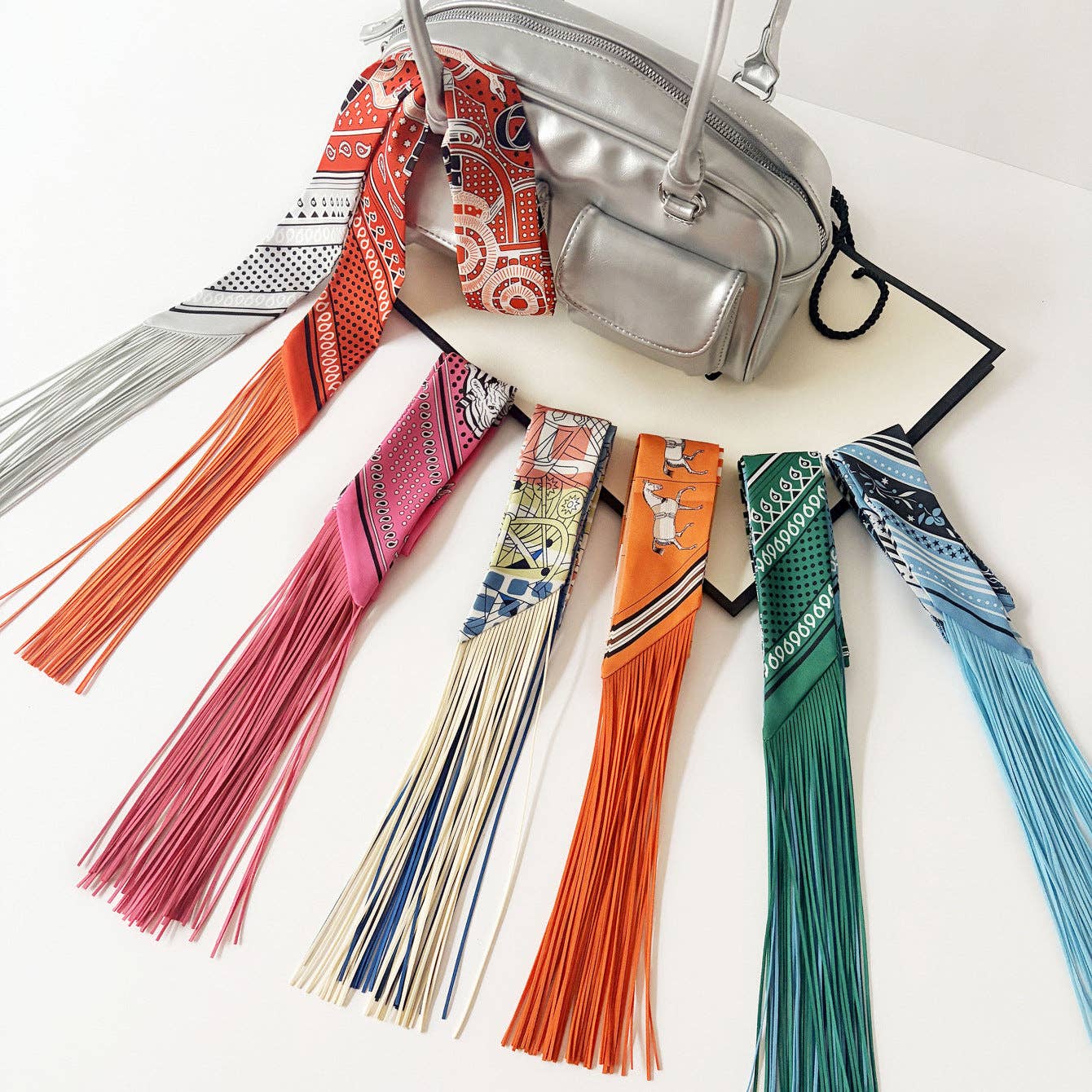 Fringe Twill Silk Scarf Multi-Purpose Decorative Streamer