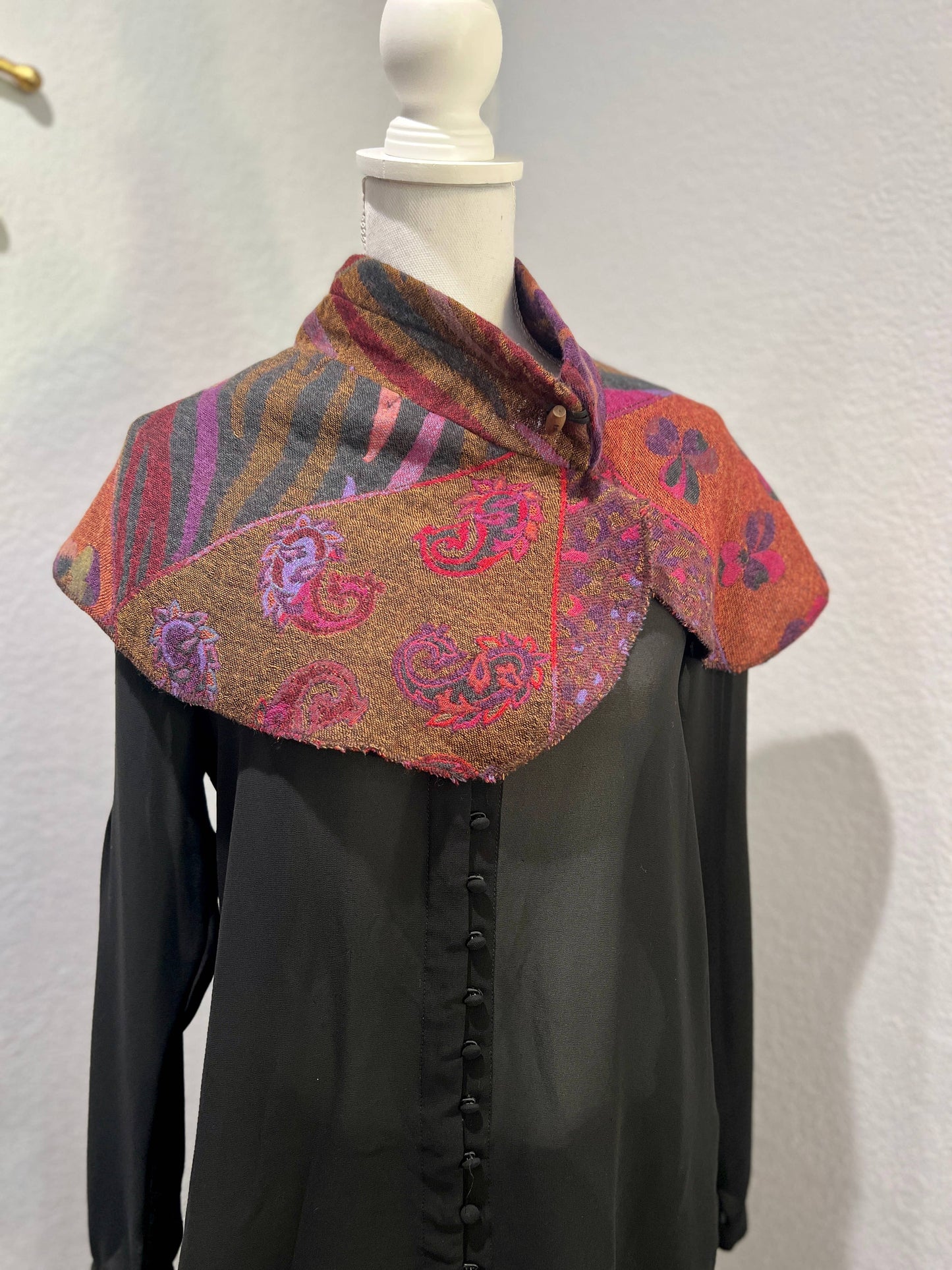 Handmade Neck warmer in Plum colors with Toggle