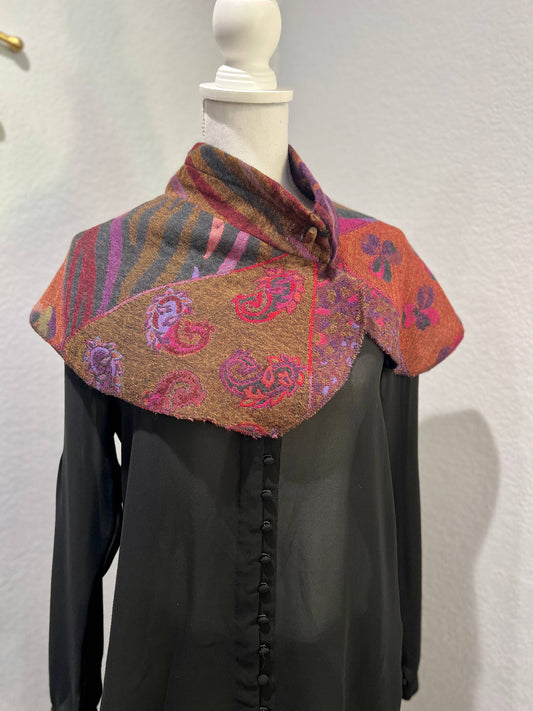 Handmade Neck warmer in Plum colors with Toggle