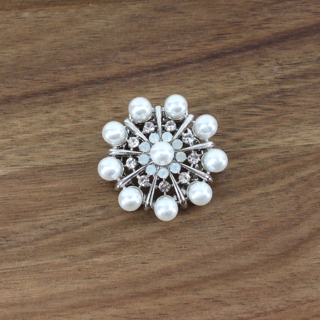 R24023 Faux Pearl/Rhinestones Scarf Ring Clip (3pcs)