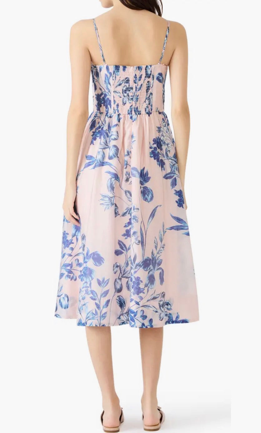 Talita Floral Faux Pearl Detail Midi Dress