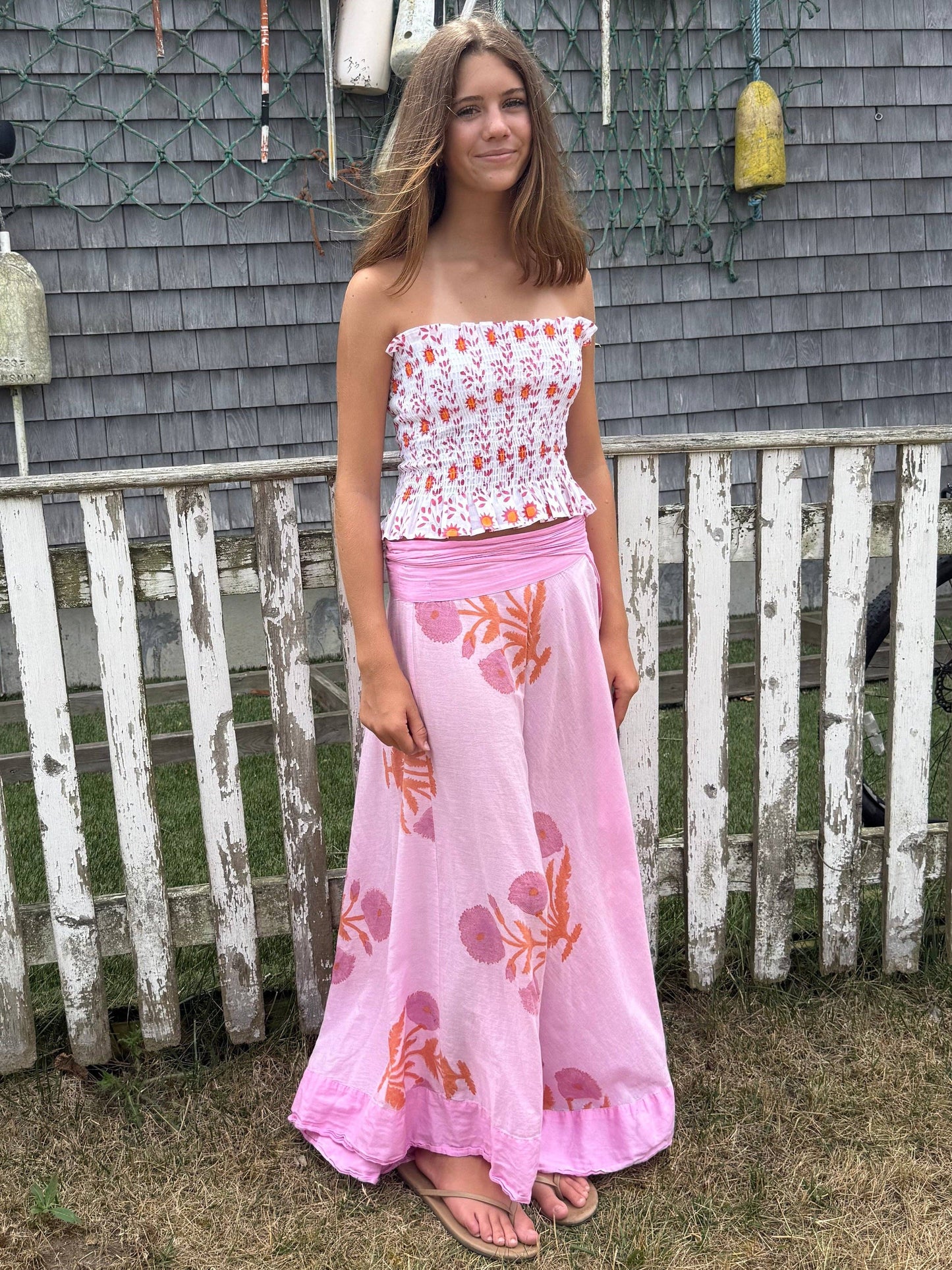 The Capri Poppy Maxi Wrap Skirt / Dress / Cover Up- Made of Voile Cotton