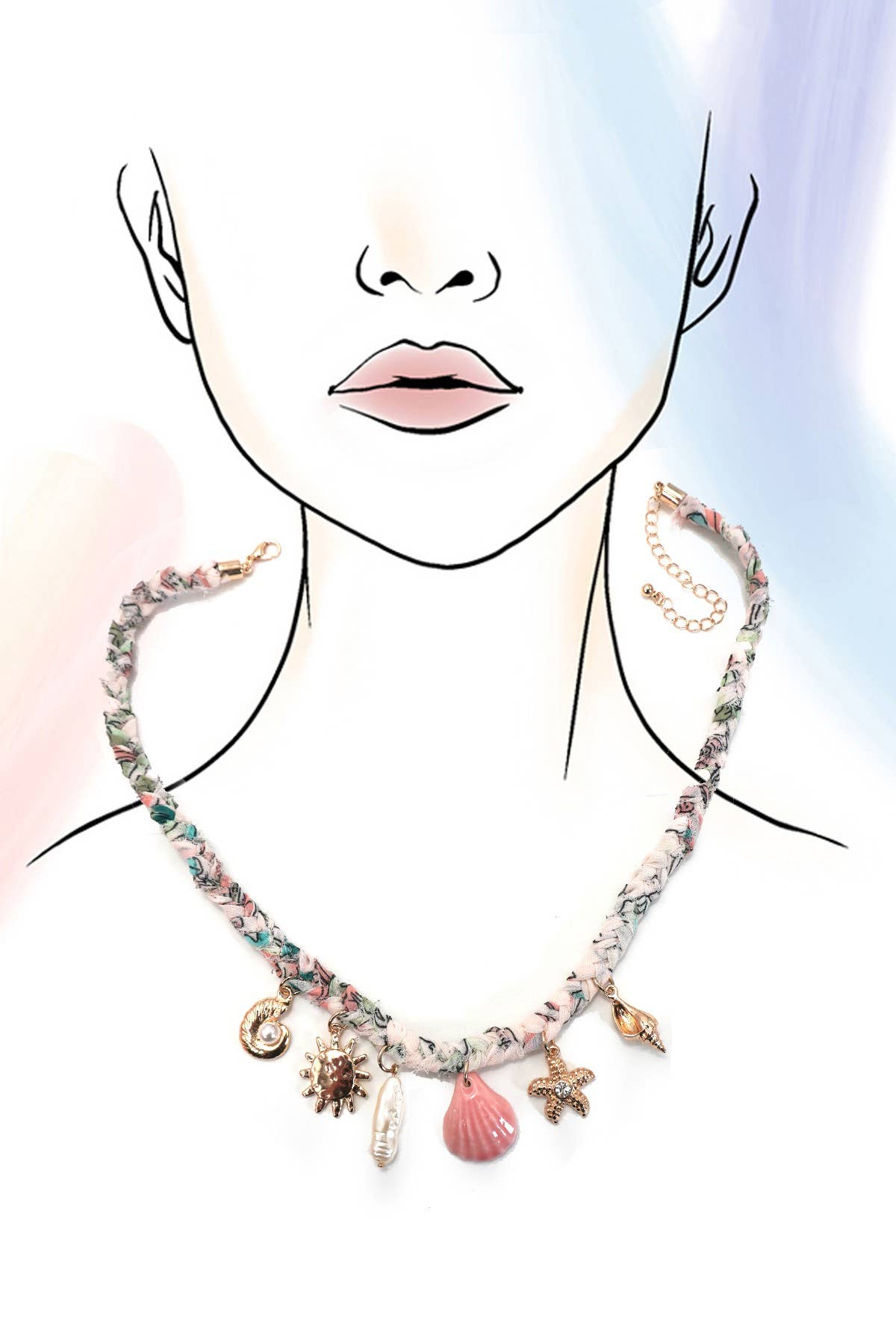 SCARF CHARM NECKLACE-STARFISH  SEASHELL SUN | 80N92333