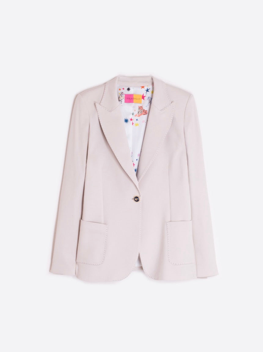 Beige Blazer with Illustrated Liner