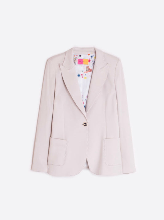 Beige Blazer with Illustrated Liner