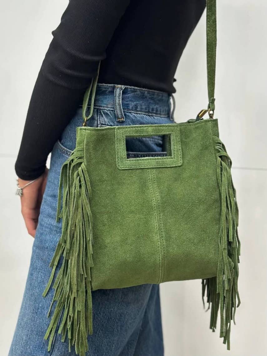 STFRA Italian Fringed Suede  Crossbody Bag JIJOU CAPRI