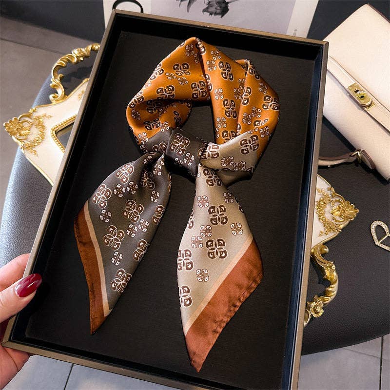 70Cm Silk Square Scarf With Print