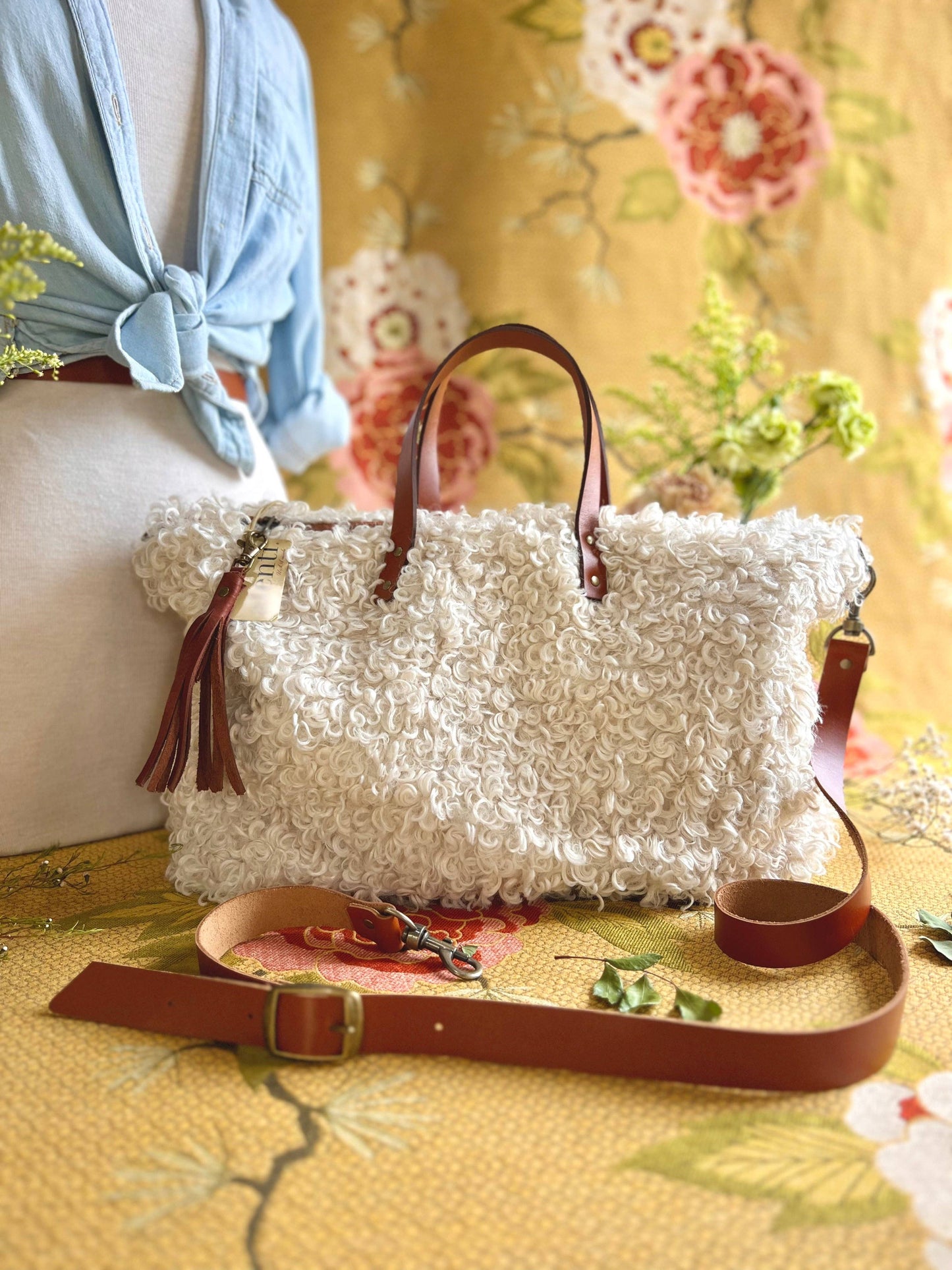 USA Handcrafted Carryall Tote Bag: Curly Cute Buddy Bag