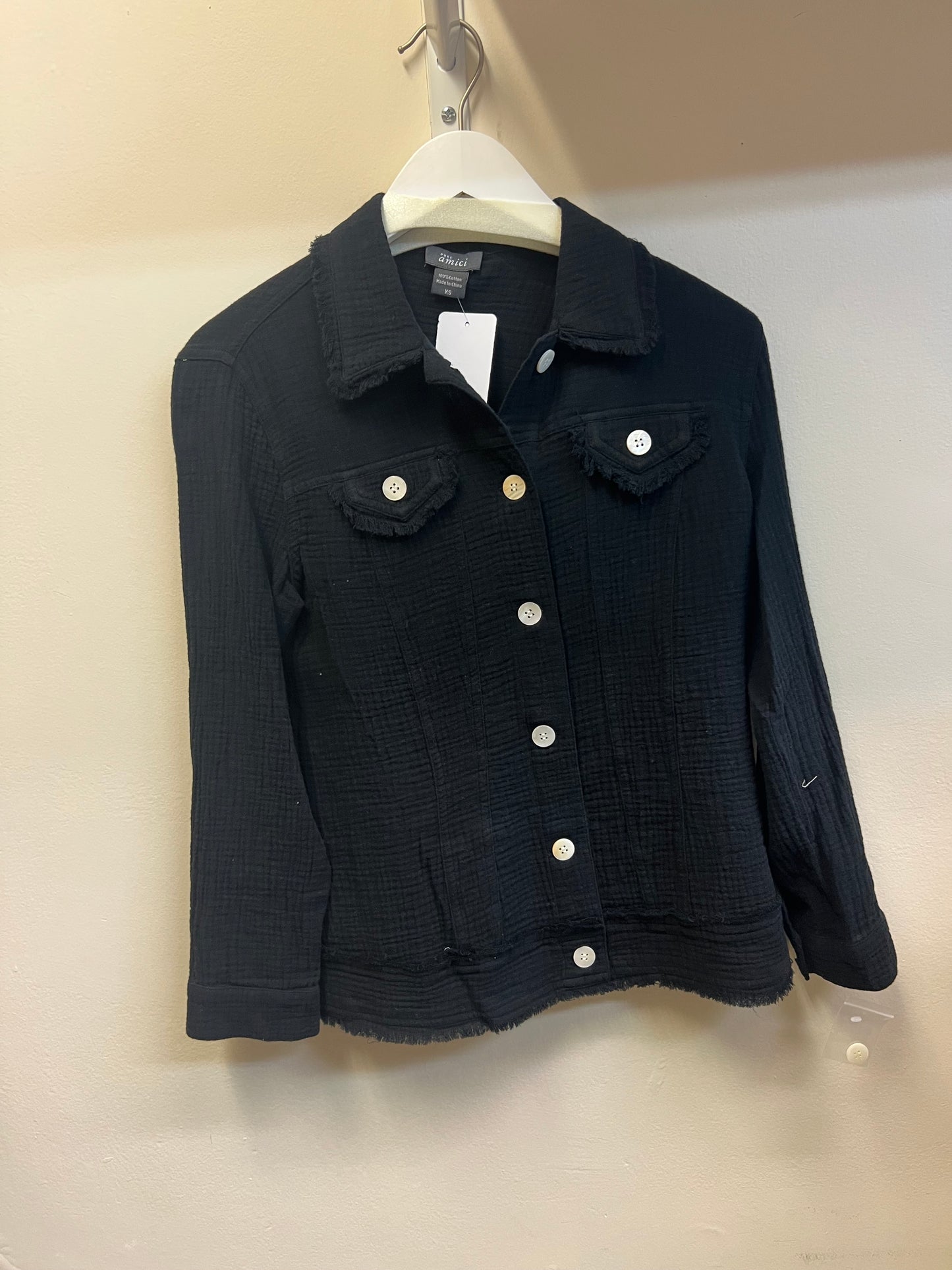 Fringed Linen Jean Jacket