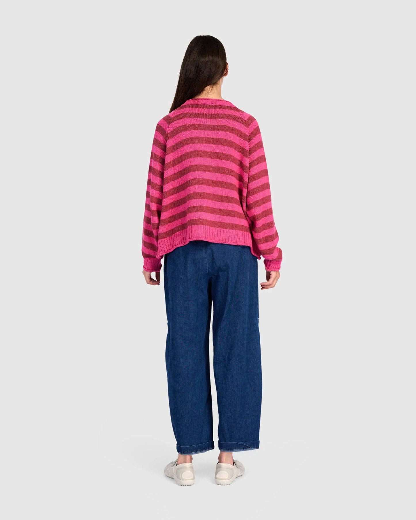 Sunny Stripe Cardigan, Fuchsia