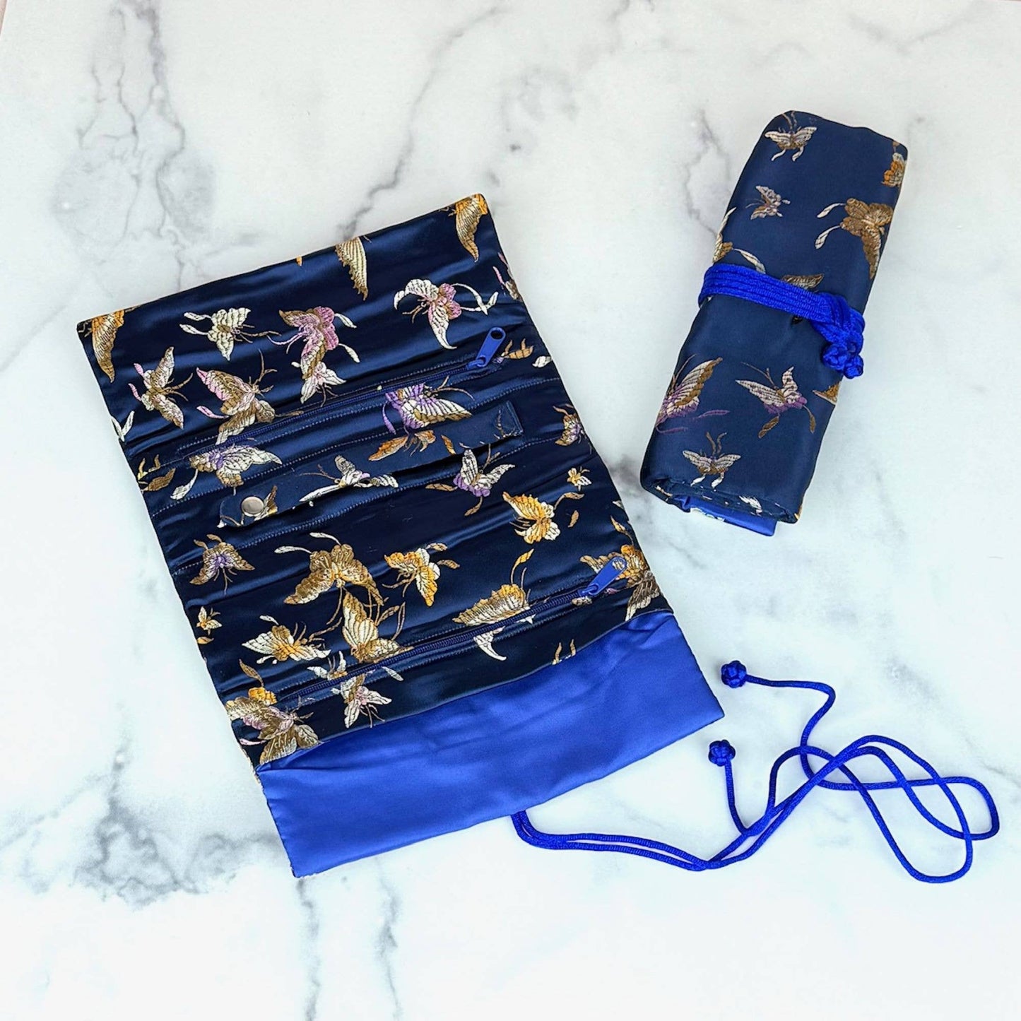 Butterfly Brocade Jewelry Rolls, Travel Jewelry Pouch