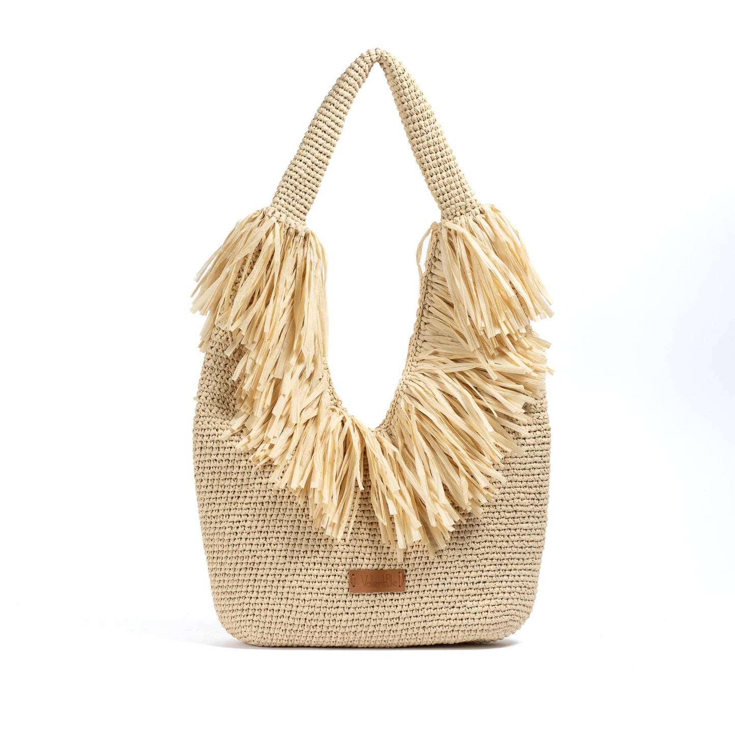 Natural Raffia Beach Bag with Fringes