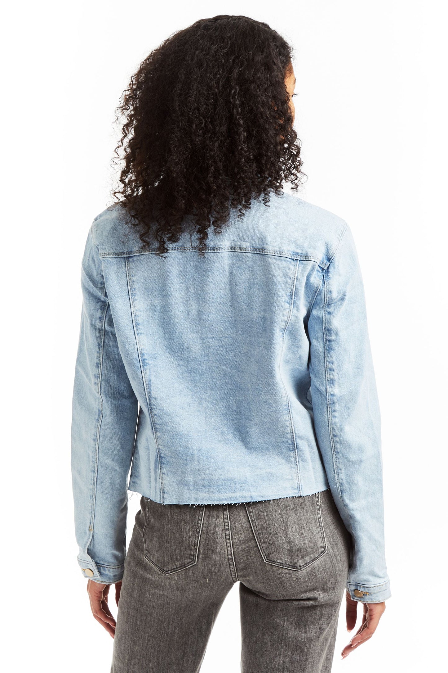 Loretta - Basic Denim Jacket w/ Frays - Light Indigo