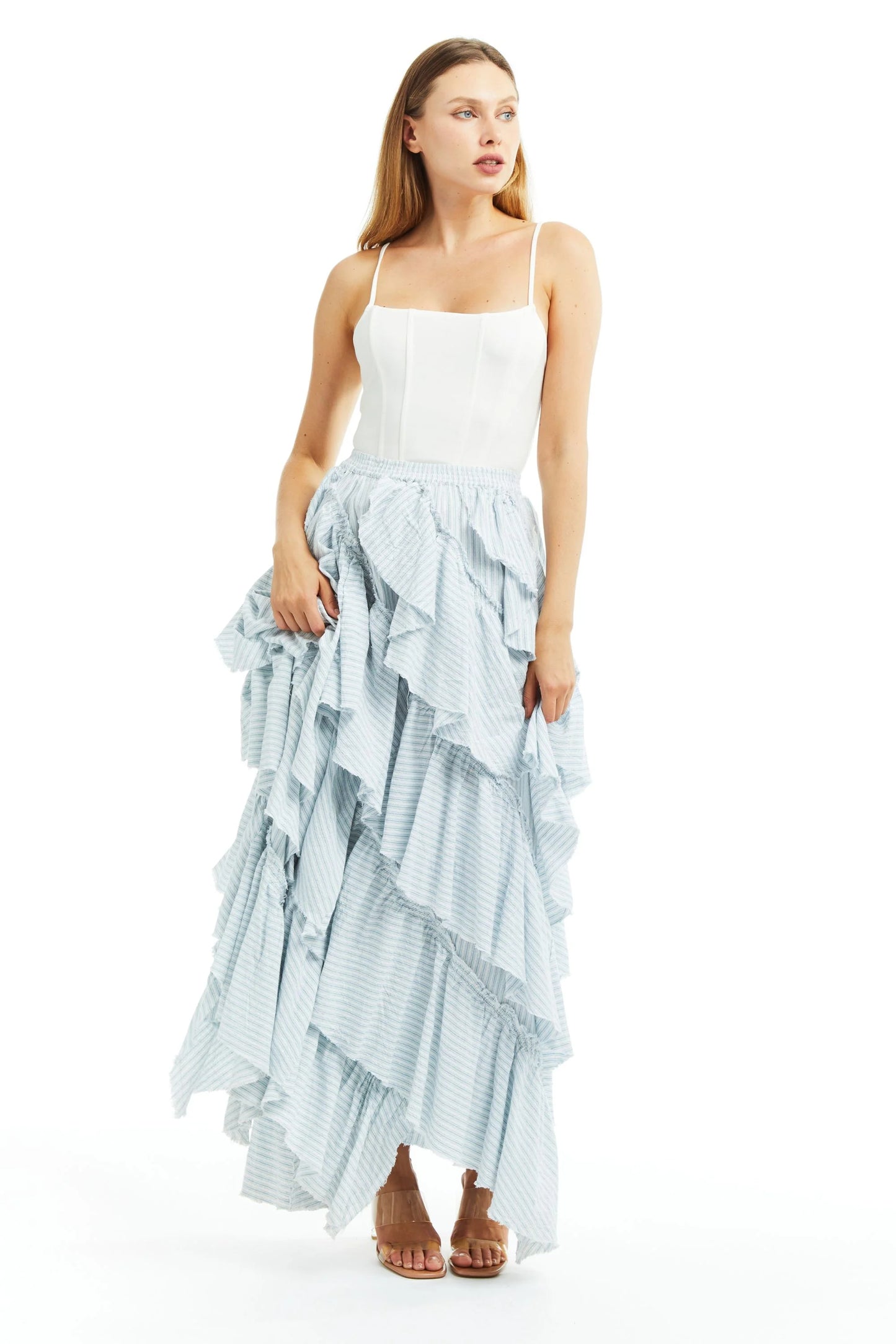 Runaway Bride Striped Ruffle Skirt